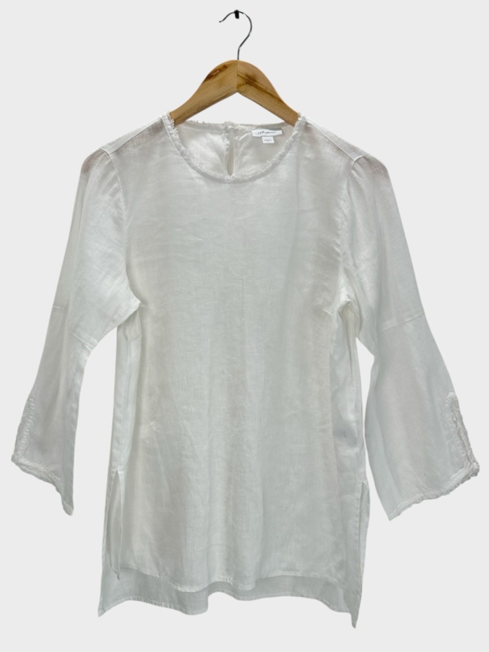 J. Jill Love Linen White Tunic Top Coastal Beach Resort Quiet Luxury S - Picture 2 of 13